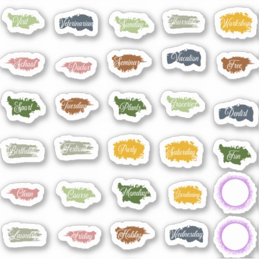日常のプランナーやスクラップブックの共通語 シール (正面)