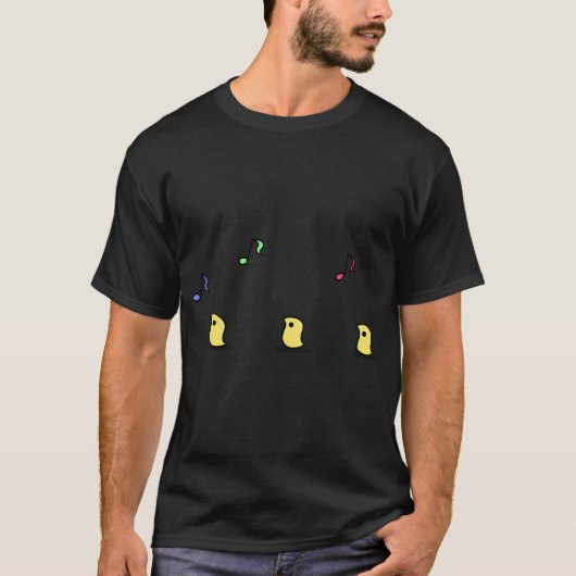 日常 - 三つのモグラと音符 Tシャツ (正面)