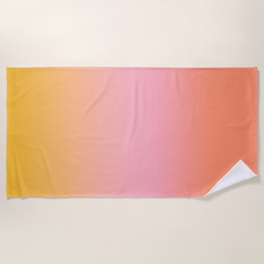 日当たりのグラデーション良いグラデーション桃ピンク ビーチタオル (正面)