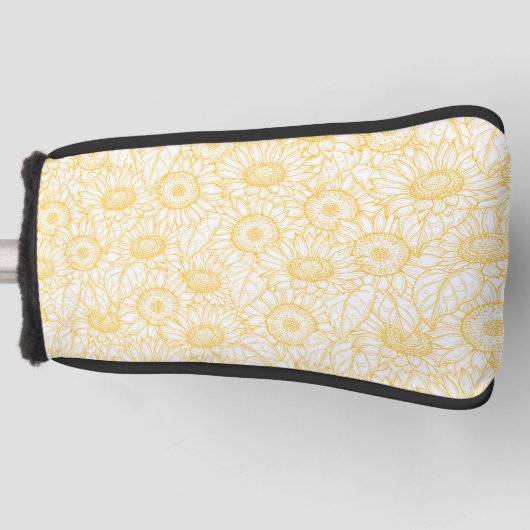 日当たりの良いひまわり模様 ゴルフヘッドカバー (正面)