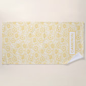 日当たりの良いひまわり模様 ビーチタオル (正面)