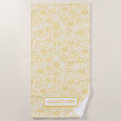 日当たりの良いひまわり模様 ビーチタオル (正面)