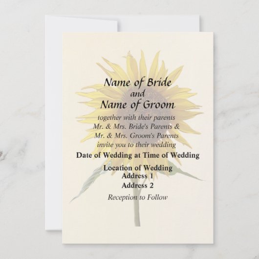 日当たりの良いひまわり 招待状 (正面)