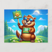 日当たりの良いグラウンドホッグ シーズンポストカード (正面)