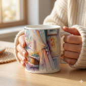 日当たりの良いコテージの窓辺の野の花 コーヒーマグカップ