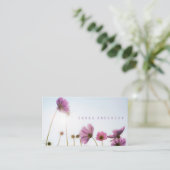 日当たりの良いスマイル/ピンクデイジー花フローラ 名刺 (スタンド正面)