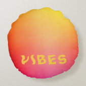 日当たりの良い'ビーズピンクオレンジと黄グラデーション色 ラウンドクッション (裏面)