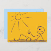 日当たりの良いビーチスティックフィギュア黄色はがき ポストカード (正面/裏面)