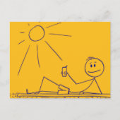 日当たりの良いビーチスティックフィギュア黄色はがき ポストカード (正面)