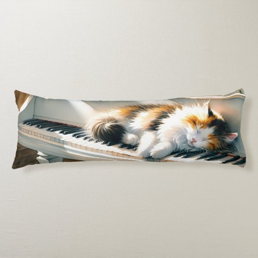 日当たりの良いピアノ猫のカントリーロアの夢 ボディピロー (正面)