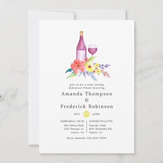 日当たりの良いフローラリハーサルディナーワインテイスティング 招待状 (正面)