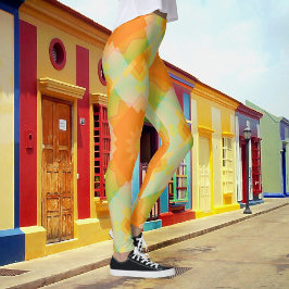 日当たりの良いフローラ幾何学的パターンレギンス レギンス