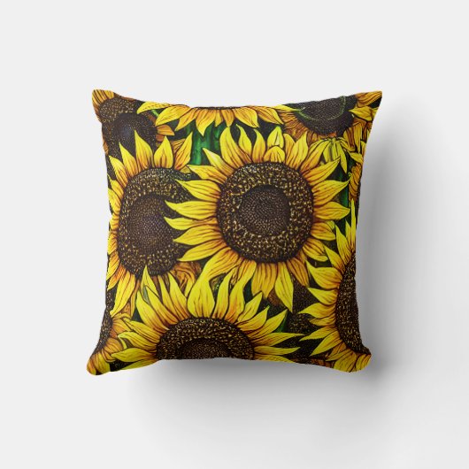 日当たりの良い大きなひまわりパターン クッション (裏面)
