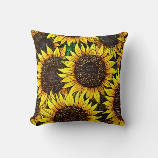 日当たりの良い大きなひまわりパターン クッション (正面)