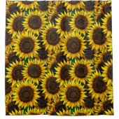 日当たりの良い大きなひまわりパターン シャワーカーテン (正面)