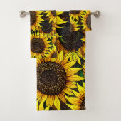 日当たりの良い大きなひまわりパターン バスタオルセット (インサイチュ)