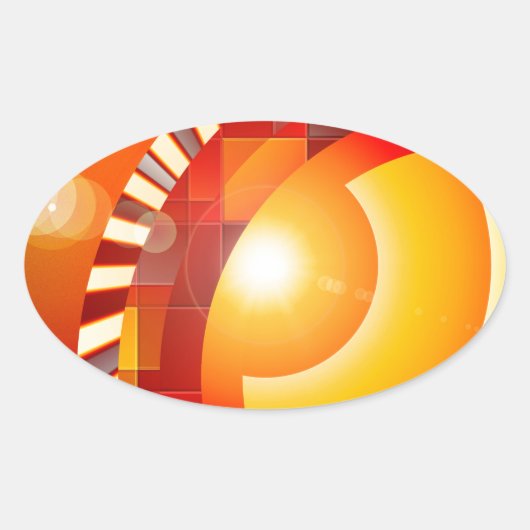 日当たりの良い幾何学的抽象化 楕円形シール (正面)