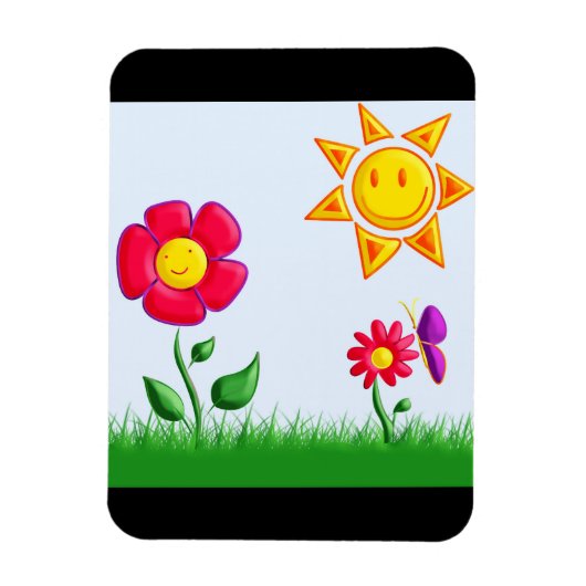 日当たりの良い庭のイラスト マグネット (縦)