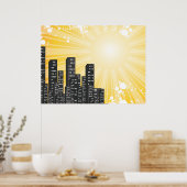 日当たりの良い日ベクトルの街並み ポスター (キッチン)