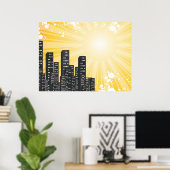 日当たりの良い日ベクトルの街並み ポスター (ホームオフィス)