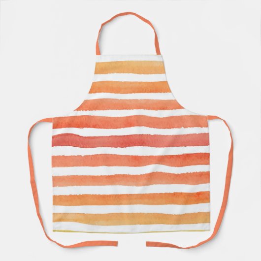 日当たりの良い水の色のストライプパターン エプロン (正面)