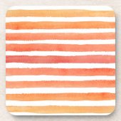 日当たりの良い水の色のストライプパターン コースター (正面)