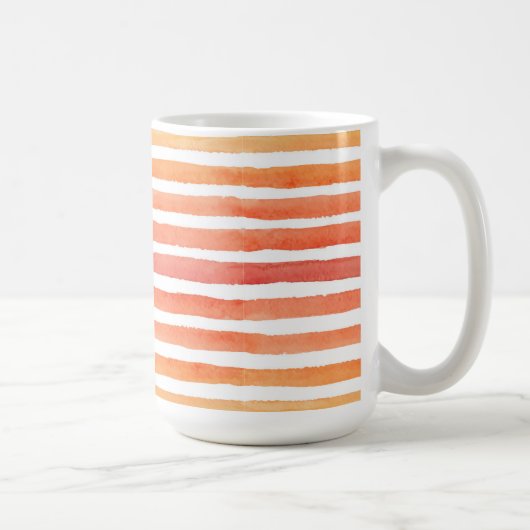 日当たりの良い水の色のストライプパターン コーヒーマグカップ (右)