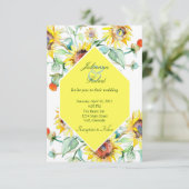 日当たりの良い水の色ひまわり結婚の花 招待状 (スタンド正面)