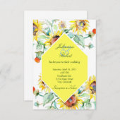 日当たりの良い水の色ひまわり結婚の花 招待状 (正面/裏面)