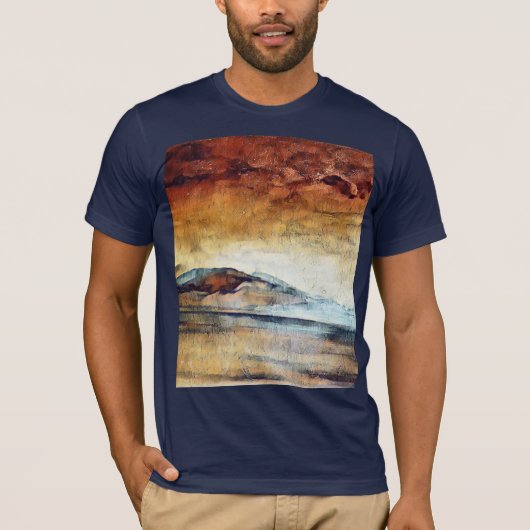 日当たりの良い水彩山景色 Tシャツ (正面)