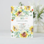 日当たりの良い水色ひまわり結婚式招待状 招待状 (スタンド正面)