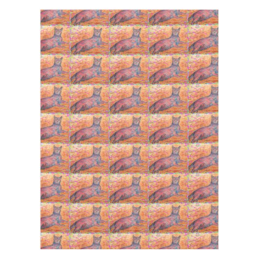 日当たりの良い石畳の猫 テーブルクロス (正面)