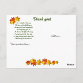 日当たりの良い秋の小道のクリスマスメッセージ カード ありがとう (裏面)