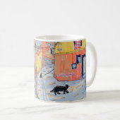 日当たりの良い路地の黒猫 コーヒーマグカップ (正面右)