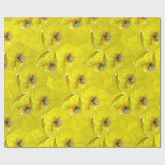 日当たりの良い黄色いコーンのポピー模様 ラッピングペーパー (フラット)