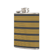 日当たりの良い黄色と炭5ストライプパターン フラスク (左)