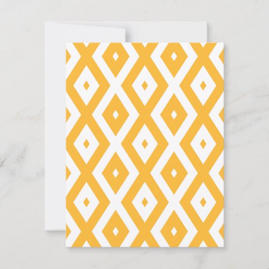 日当たりの良い黄色と白のダイヤモンドパターン 出欠カード (正面)
