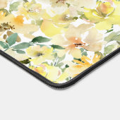 日当たりの良い黄色の水色の花模様スパイラル デスクマット (コーナー)