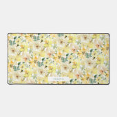 日当たりの良い黄色の水色の花模様スパイラル デスクマット (正面)