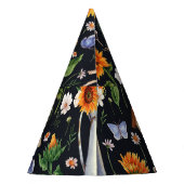 日当素朴たりの良い水色ひまわり模様 パーティーハット (裏面)