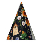 日当素朴たりの良い水色ひまわり模様 パーティーハット (左)