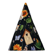 日当素朴たりの良い水色ひまわり模様 パーティーハット (右)