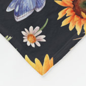 日当素朴たりの良い水色ひまわり模様 フリースブランケット (角)