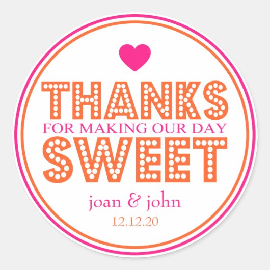 日感謝していの甘さ(ホットピンク/オレンジ) ラウンドシール (正面)