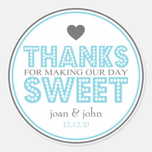 日感謝していを甘くする（青/灰色） ラウンドシール (正面)