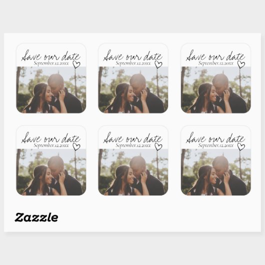 日救付き手書きパーソナライズされた写真 スクエアシール (シート)