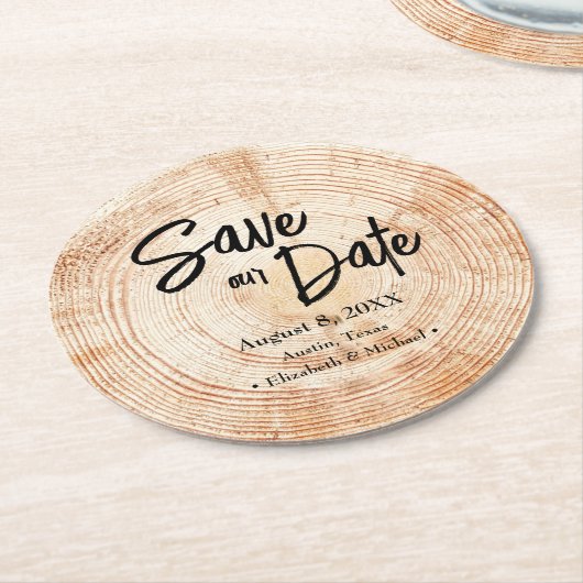 日救付の板素朴結婚板 ラウンドペーパーコースター (アングル)