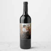 日救付バラ金ゴールドフルフォトブラックグラデーション ワインラベル (正面)