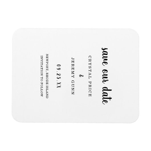 日救付ミニマル結婚式の日付を保存 マグネット (横)