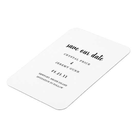 日救付ミニマル結婚式の日付を保存 マグネット (左側)